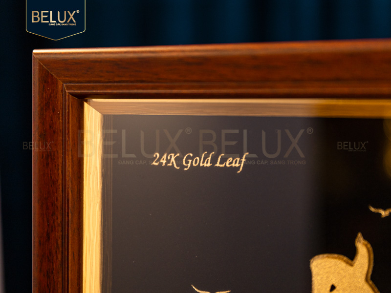 Tranh chữ Thuận thư pháp dát vàng 24k - 32x25cm